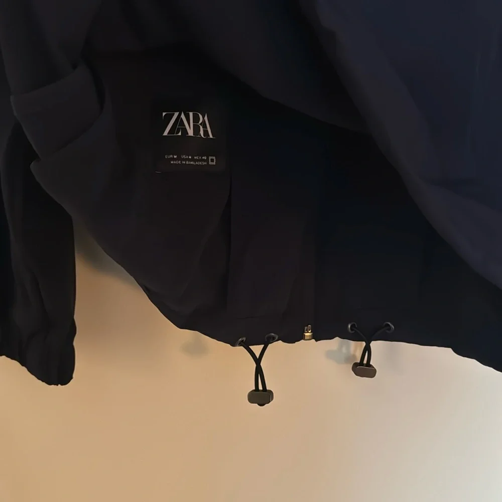 Classic Dark Navy Zara Zip-Up Jacket Wind Breaker - Picture 9 of 10